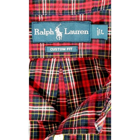 Ralph Lauren Polo Long Sleeve Shirt Custom Fit Red Plaid Button Down Sz L - Picture 4 of 6